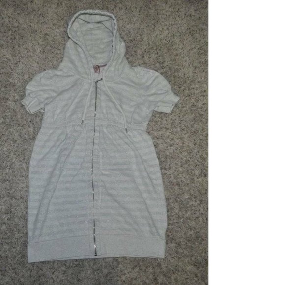 *Swimsuit Coverup Juicy Couture Medium Gray Short Sleeve Hooded Zip Up Girls - Picture 1 of 2